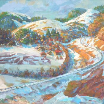 Картина под названием "Железная дорога" - Sergei Bogachik, Подлинное произведение искусства, Масло