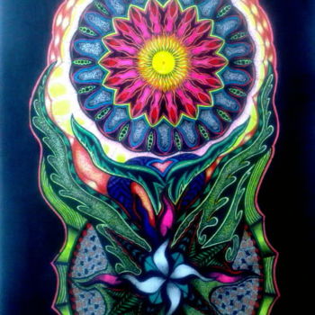 Рисунок под названием "Цветок жизни" - Сергей Бурдык, Подлинное произведение искусства, Гелевая ручка