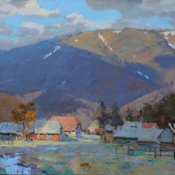 Painting titled "Mountain air" by Sergei Kondratiuk, Original Artwork, Oil