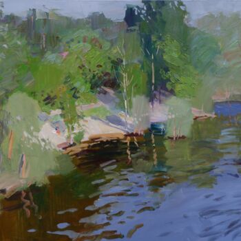 Painting titled ""view from the brid…" by Sergei Kondratiuk, Original Artwork, Oil