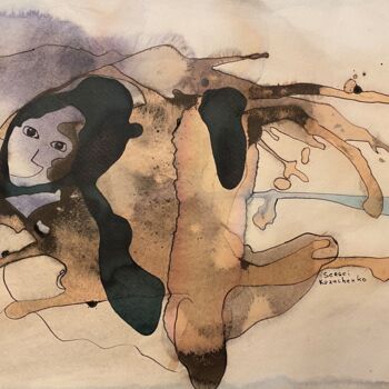 Peinture intitulée "Japan girl" par Sergei Kozachenko, Œuvre d'art originale, Encre