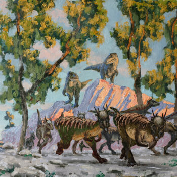 Pintura titulada "frightened herd of…" por Sergei Krupkin, Obra de arte original, Oleo