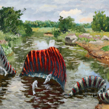 Pintura intitulada "Driven fishing of S…" por Sergei Krupkin, Obras de arte originais, Óleo