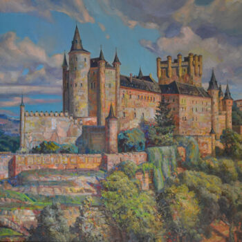 Ζωγραφική με τίτλο "Castle Alcasar-Segv…" από Sergei Lisitsyn, Αυθεντικά έργα τέχνης, Λάδι Τοποθετήθηκε στο Ξύλινο φορείο σκ…