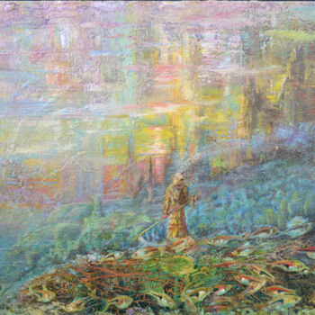 Pittura intitolato "Reaper" da Sergei Lisitsyn, Opera d'arte originale, Olio
