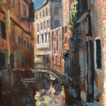 Painting titled "Venice' street 2" by Sergei Lisitsyn, Original Artwork, Oil