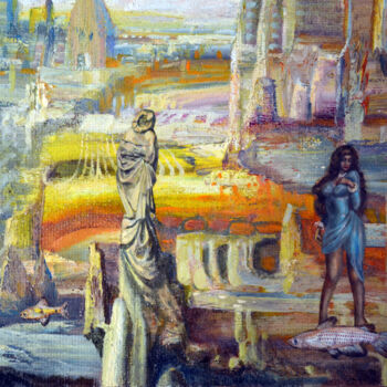 Ζωγραφική με τίτλο "À travers le voile…" από Sergei Lisitsyn, Αυθεντικά έργα τέχνης, Λάδι Τοποθετήθηκε στο Χαρτόνι