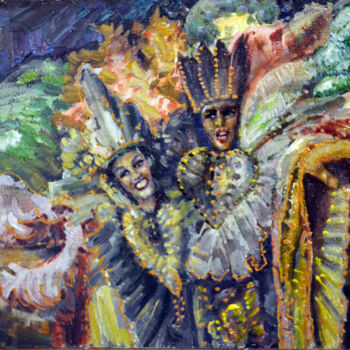 Painting titled "Сarnival" by Sergei Lisitsyn, Original Artwork, Oil Mounted on Cardboard