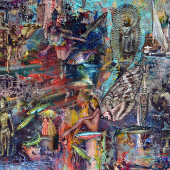 Painting titled "Kaleidoscope of time" by Sergei Lisitsyn, Original Artwork, Oil Mounted on Cardboard