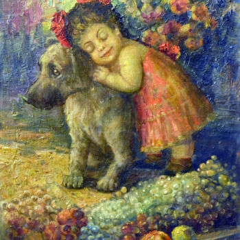 Pittura intitolato "Tenderness" da Sergei Lisitsyn, Opera d'arte originale, Olio Montato su Cartone