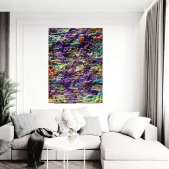 Painting titled "The Purple Mountain…" by Sergei Safaev, Original Artwork, Acrylic Mounted on Wood Stretcher frame