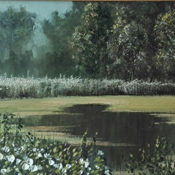 Peinture intitulée "Lake Shield" par Sergei Vasenkin, Œuvre d'art originale, Huile