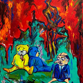 Peinture intitulée "Broken toys on hist…" par Sergei Voinovski, Œuvre d'art originale, Huile