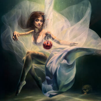 Картина под названием "Эвридика и сердце Д…" - Сергей Гусев, Подлинное произведение искусства, Масло