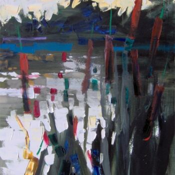 Картина под названием "Pond" - Sergej Jakovlev, Подлинное произведение искусства, Масло