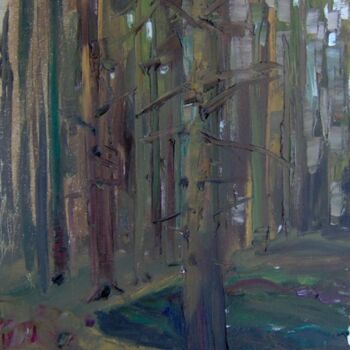 Pintura titulada "Forest. Evening" por Sergej Jakovlev, Obra de arte original