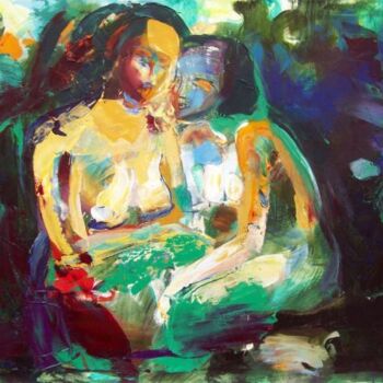 Painting titled "Girls" by Sergej Jakovlev, Original Artwork