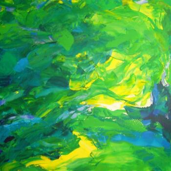 Painting titled "Green Flame" by Sergej Jakovlev, Original Artwork