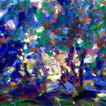 Peinture intitulée "Blue Garden" par Sergej Jakovlev, Œuvre d'art originale