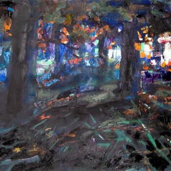 Painting titled "Fire in the Forest" by Sergej Jakovlev, Original Artwork