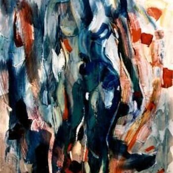 Картина под названием "Blue and Red" - Sergej Jakovlev, Подлинное произведение искусства, Масло