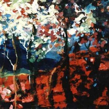 Peinture intitulée "Red Hill" par Sergej Jakovlev, Œuvre d'art originale, Huile