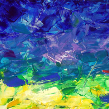 Peinture intitulée "Yellow and Blue" par Sergej Jakovlev, Œuvre d'art originale