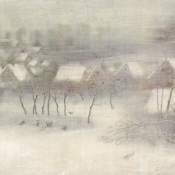 Ζωγραφική με τίτλο "Winter Games" από Sergej Pisarenko, Αυθεντικά έργα τέχνης, Λάδι