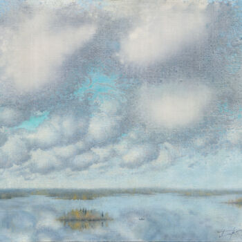 Painting titled "Clouds" by Sergej Pisarenko, Original Artwork, Oil