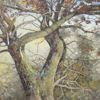 Painting titled "Tree" by Sergej Pisarenko, Original Artwork, Oil