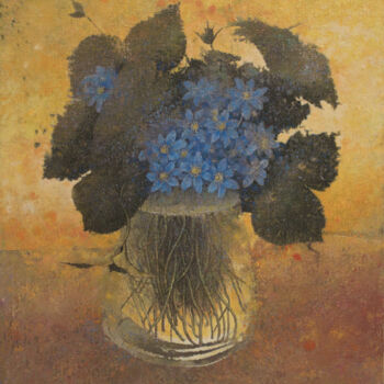「Весенние цветы」というタイトルの絵画 Sergej Pisarenkoによって, オリジナルのアートワーク, オイル ウッドストレッチャーフレームにマウント