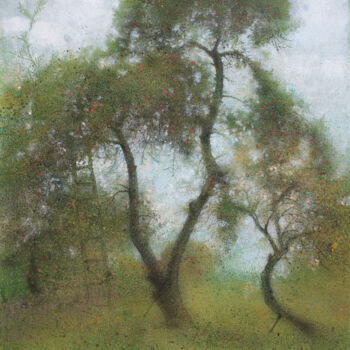 Pittura intitolato "Apple tree" da Sergej Pisarenko, Opera d'arte originale, Olio