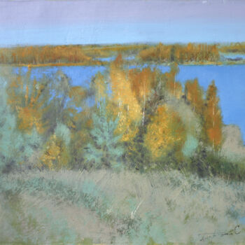 Painting titled "Lake" by Sergej Pisarenko, Original Artwork, Oil