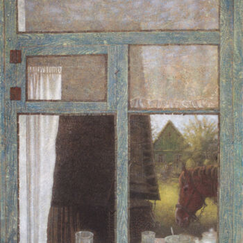 Картина под названием "Window" - Sergej Pisarenko, Подлинное произведение искусства, Масло