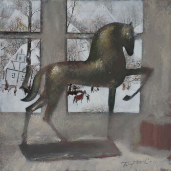 Картина под названием "Horse" - Sergej Pisarenko, Подлинное произведение искусства, Масло
