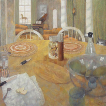 Schilderij getiteld "Breakfast" door Sergej Pisarenko, Origineel Kunstwerk, Olie