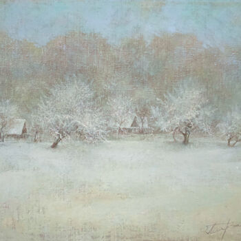 Pittura intitolato "Winter Garden" da Sergej Pisarenko, Opera d'arte originale, Olio