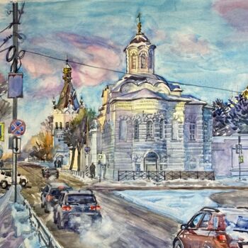 Painting titled "Богоявленский-Анаст…" by Sergej Smirnov, Original Artwork, Watercolor