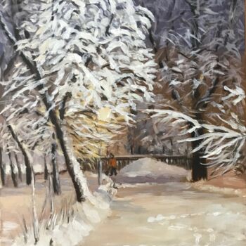 Картина под названием "Зимнее утро" - Сергей Соколов, Подлинное произведение искусства, Масло