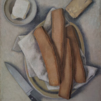 Картина под названием "Натюрморт с хлебом" - Сергей Швидюк, Подлинное произведение искусства, Масло