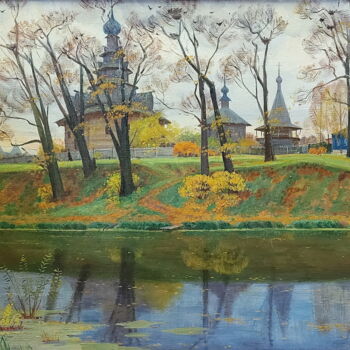 Malerei mit dem Titel "Тихо. Суздаль" von Sergei Iurevich Gusev, Original-Kunstwerk, Öl Auf Keilrahmen aus Holz montiert