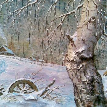 Картина под названием ""В деревне"" - Сергей Зинин, Подлинное произведение искусства, Масло