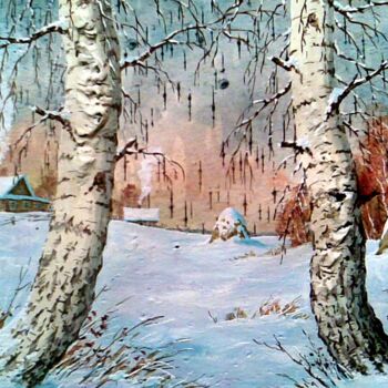 Картина под названием "Берёзки" - Сергей Зинин, Подлинное произведение искусства, Масло