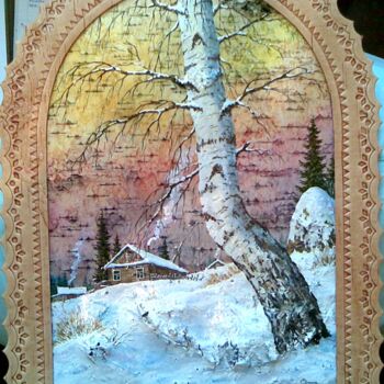 「Зима. Вечер.」というタイトルの絵画 Сергей Зининによって, オリジナルのアートワーク, オイル