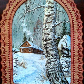 Painting titled "Чистоозёрное. Зима.…" by Zinin, Original Artwork, Oil