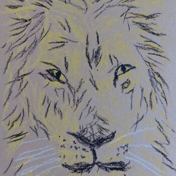 Drawing titled "Lion" by Sergej Danko, Original Artwork, Pastel