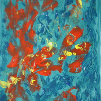 Painting titled "Paysage Flammes 2" by Serge Leroux, Original Artwork, Acrylic