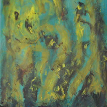 Pittura intitolato "Paysage Flammes 3" da Serge Leroux, Opera d'arte originale, Acrilico