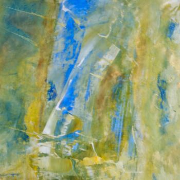 Pintura intitulada "Bleu Or Oasis" por Serge Leroux, Obras de arte originais, Acrílico