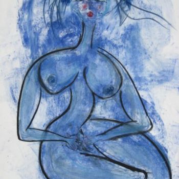 Peinture intitulée "Tres bleue" par Sergentdelire, Œuvre d'art originale, Huile